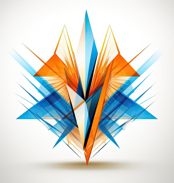 abstracte driehoeken met vleugelvectorillustratie in de stijl van oranje en blauw