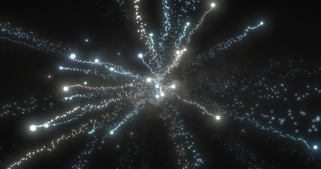 Foto abstracte energie vuurwerk deeltje groet magische heldere gloeiende futuristische hitech met vervagingseffect