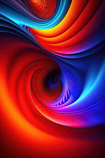 Abstracte feestelijke achtergrond met gloeiende blauwe en rode cirkels Fantastische gloeiende fractale vormen
