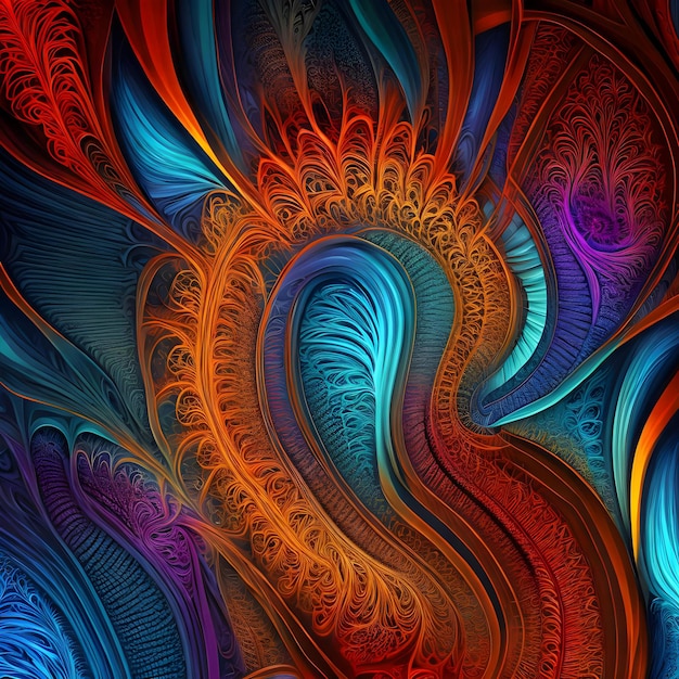 Abstracte fractale achtergrond met verschillende kleuren