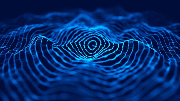 Abstracte futuristische achtergrond Big data visualisatie Abstracte achtergrond met een dynamische golf 3d rendering