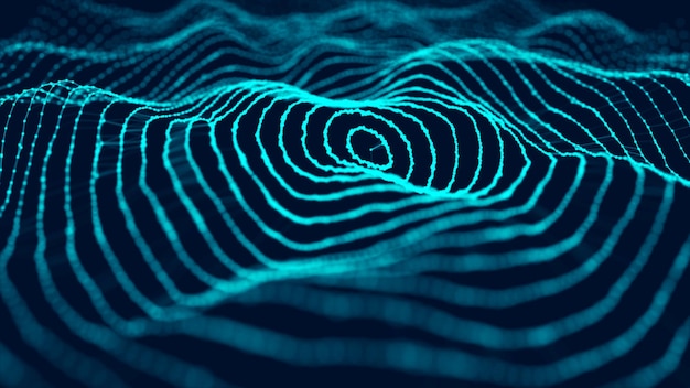 Abstracte futuristische achtergrond Big data visualisatie Abstracte achtergrond met een dynamische golf 3d rendering