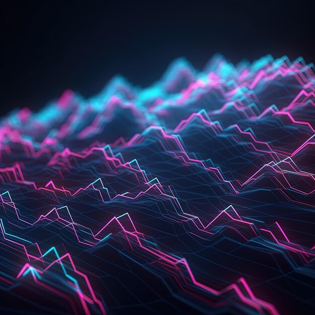 abstracte futuristische achtergrond met roze blauw gloeiend neon bewegende hogesnelheidsgolf Zigzaglijnen en b