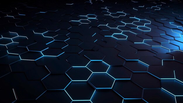Abstracte futuristische achtergrond met zeshoeken in blauw licht Generatieve ai-technologieachtergrond