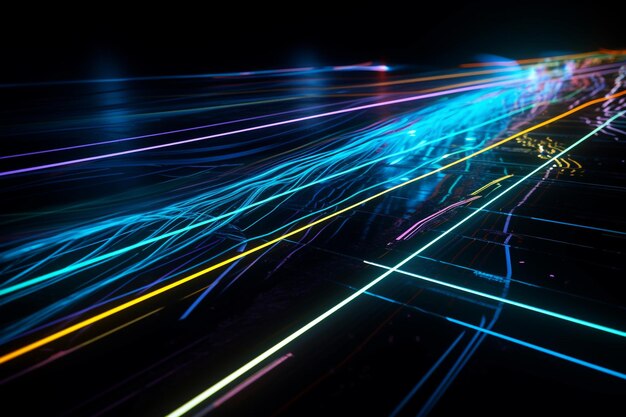 abstracte futuristische gloeiende neon bewegende hoge snelheid golflijnen bokeh lichten gegevensoverdracht concept