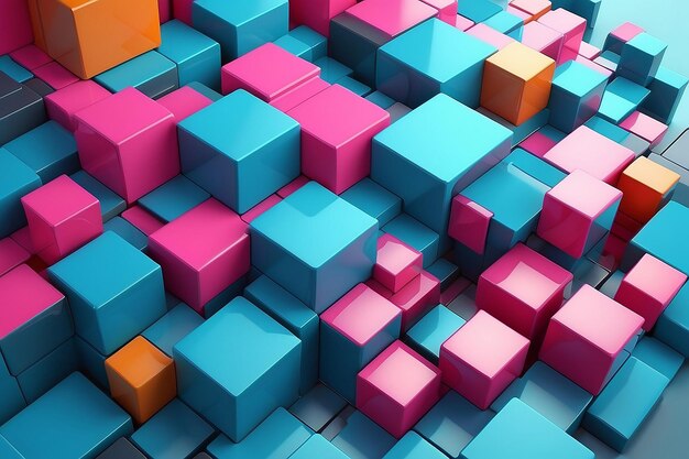 Abstracte futuristische kubussen vormen achtergrond 3D-rendering illustratie