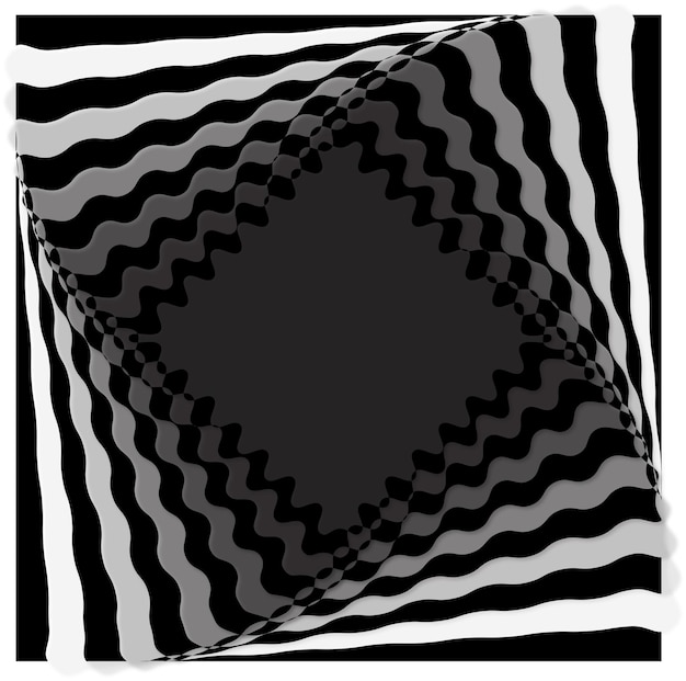 Abstracte gedraaide zwart-witte achtergrond optische illusie van vervormd oppervlak twisted strepen gestileerde 3d figuur geweldig voor muur art poster banner web