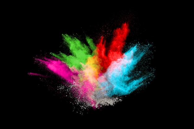 abstracte gekleurde stofexplosie op een zwarte achtergrond