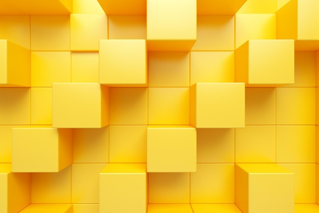 Abstracte gele kubussen achtergrond 3D renderen