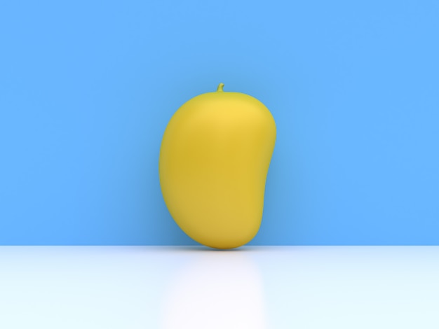 abstracte gele mango cartoon stijl blauwe 3D-rendering