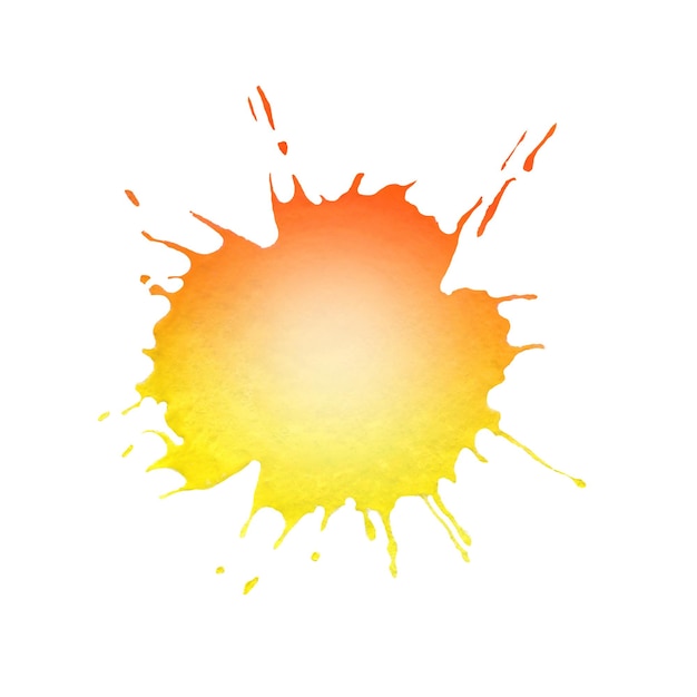 Abstracte gele waterverfvlek op witte achtergrond Gele kleur die Abstracte heldere gele waterverftextuur bespat