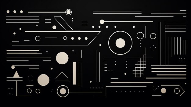 Abstracte geometrische achtergrond met doodle vormen lijnen cirkels punten Zwitserse esthetiek