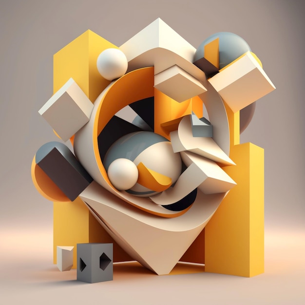 Abstracte geometrische compositie 3d render Ai generatief