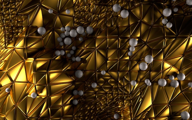 Abstracte geometrische gouden textuur en bollenachtergrond