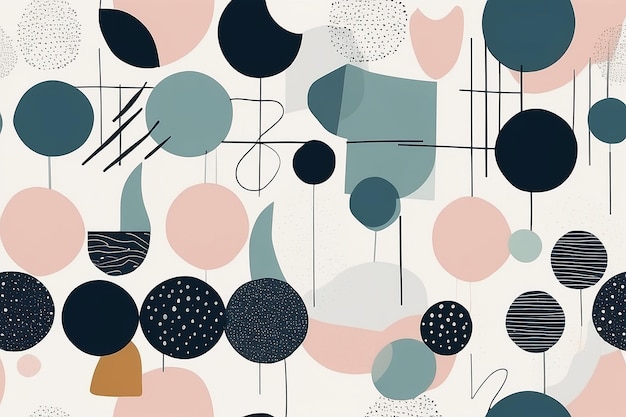 Abstracte geometrische natuurlijke vormen in minimale noordische stijl Moderne naadloze patroon geo-elementen voor minimalistische kunst print textiel boho behang decor