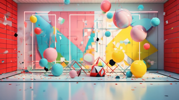 Abstracte geometrische reimaginatie van een nieuwjaarsfeest gegenereerd door AI