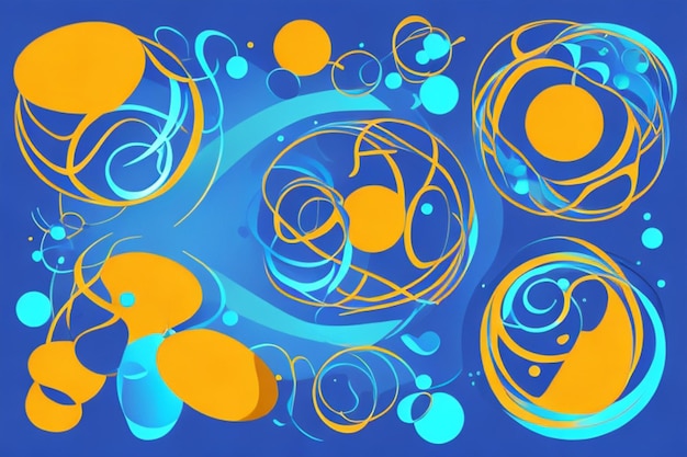 abstracte geometrische ronde vorm op blauwe achtergrondontwerp twee kleine blauwe cirkels in de lucht