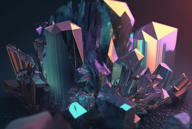 Abstracte glas holografische kristallen Generatieve AI