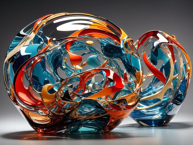 Abstracte glassculpturen