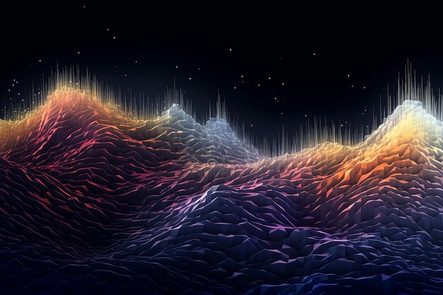 abstracte golven neurale netwerk ruimte veelkleurige achtergrond wetenschap futuristische technologie concept AI