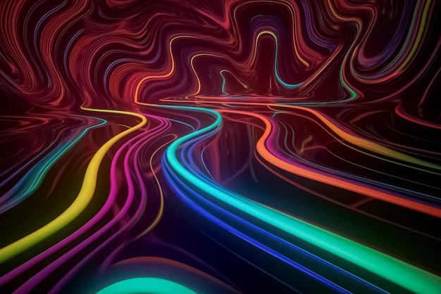 Abstracte golvende kleurrijke 3D futuristische achtergrond Trendy dynamisch ontwerp Generatieve AI