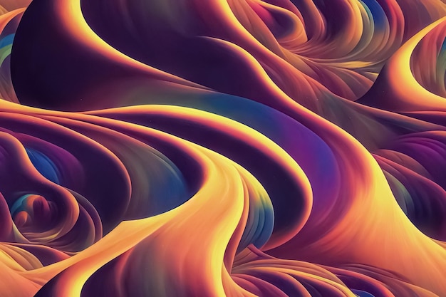 Abstracte golvende psychedelische groovy retro stijl futuristische kosmische achtergrond Digitale 3D illustratie
