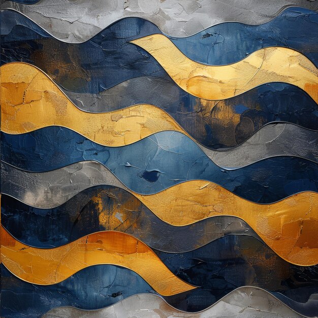 Abstracte golvende textuur in blauw en goud