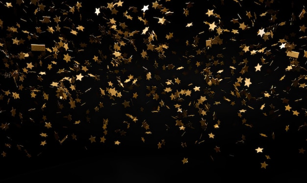 Abstracte gouden confetti op zwarte achtergrond