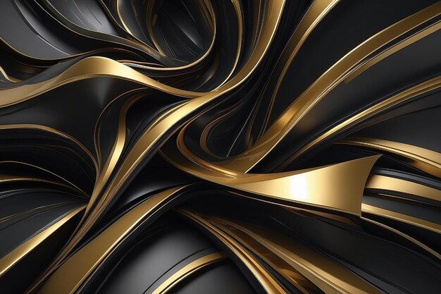 Abstracte gouden en zwarte achtergrond 3D-weergave 3D-illustratie