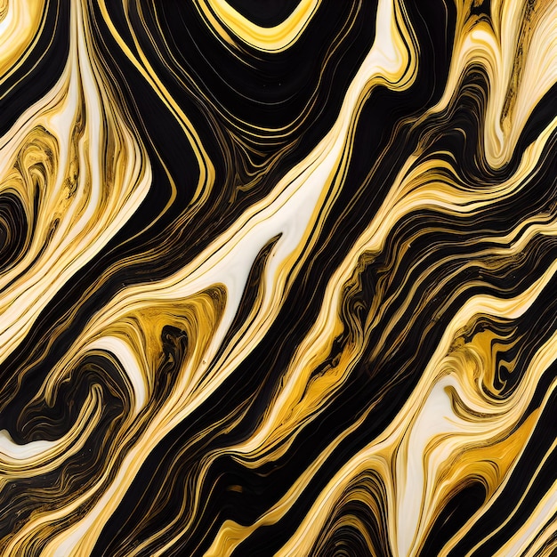 Abstracte gouden en zwarte marmeren lijnen als achtergrond wervelen curvy generatieve kunst door AI