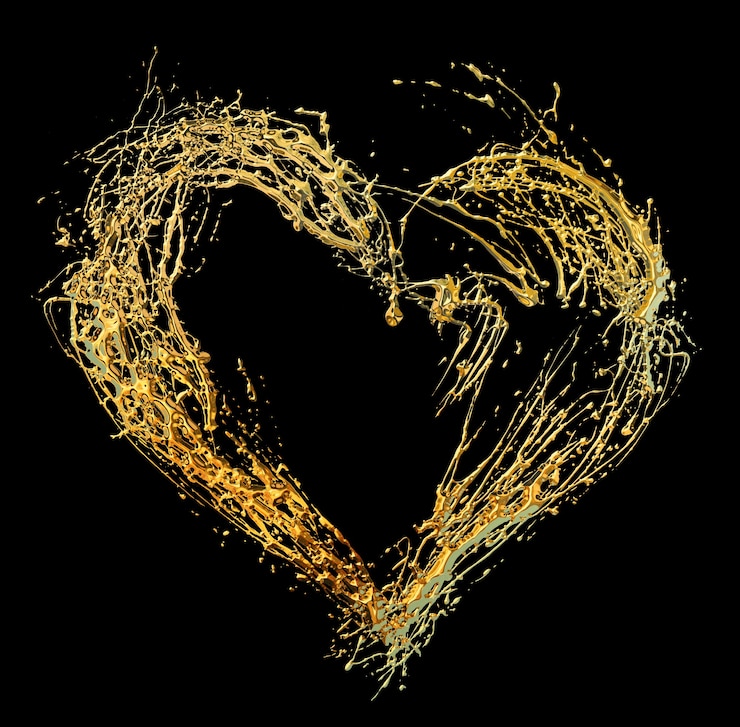 Foto abstracte gouden hart geïsoleerd op zwarte background