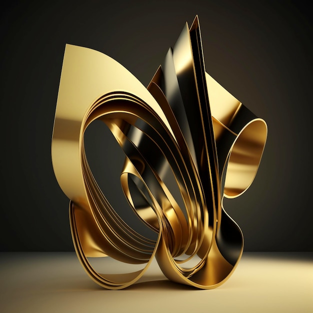 Abstracte gouden lijn 3d render Ai generatief