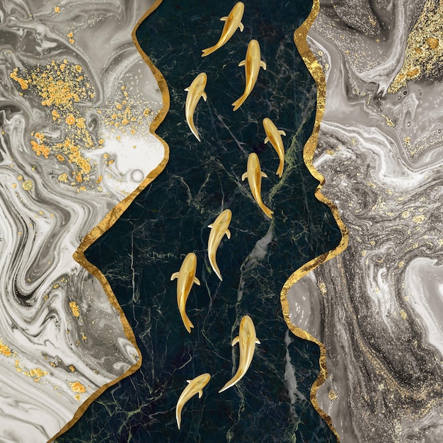 Abstracte gouden lijn structuur kunst patroon, goudvis achtergrond.