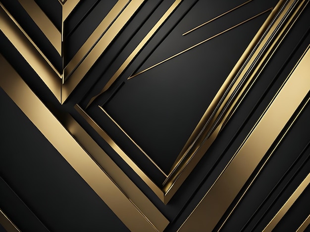 Abstracte gouden lijnen op zwart BG Luxe universeel frame Premium 3d ontwerp Geometrische driehoek bor