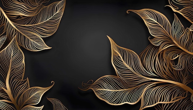Abstracte gouden omtrek bladeren sjabloon artistiek omslagontwerp kleurrijke luxe achtergronden