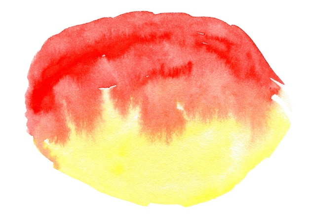 Abstracte gradiënt rode en gele waterverfplons op witte achtergrond