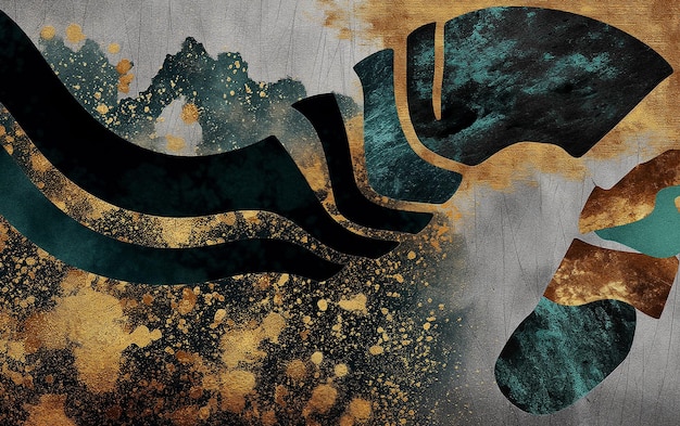 Abstracte grijze kunst en goud Kunstmatige beeldcreativiteit tapijt behang en kunst muur