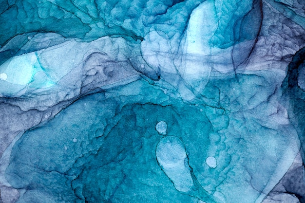 Abstracte groen blauw grijze inkt aquarel achtergrond, verf vlekken en vlekken in water, luxe vloeibare vloeibare kunst behang, marmer texture