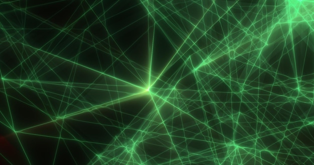 Foto abstracte groene energie lijnen driehoeken magische helder gloeiende futuristische hitech achtergrond