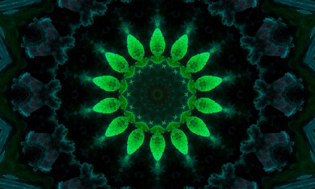 Abstracte groene geometrische naadloze patroon achtergrond abstracte strepen caleidoscoop psychedelische kleurrijke caleidoscoop VJ achtergrond disco abstracte achtergrond caleidoscoop effect