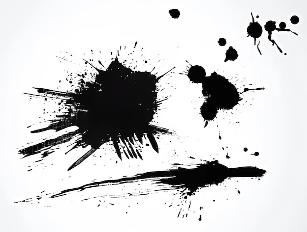 Foto abstracte grunge zwarte inkt splashes op witte achtergrond vector illustratie