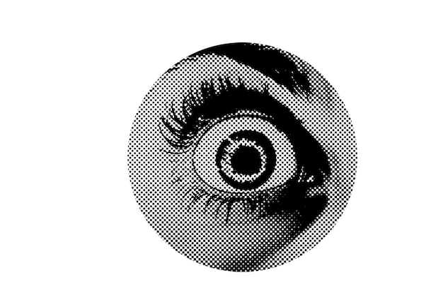 Abstracte halftone eye collage element trendy grunge ontwerp element