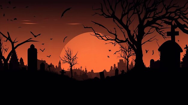 Abstracte Halloween-achtergrond van Graveyard AI Generation