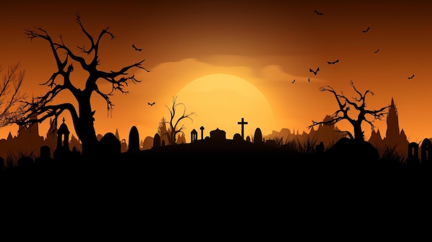 Abstracte Halloween-achtergrond van Graveyard AI Generation