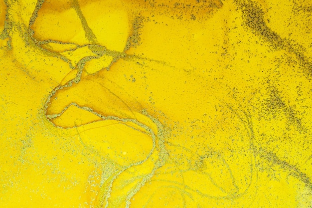 Abstracte heldere glanzende kleur vloeistof achtergrond hand getekende alcohol schilderij met gouden strepen vloeibare inkt techniek textuur voor achtergrond ontwerp