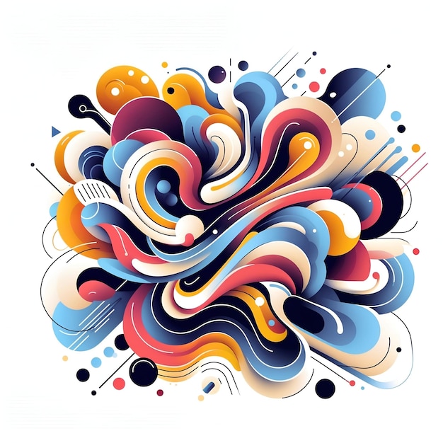 abstracte illustratie met kleurrijke gebogen verf vormen en lijnen met witte achtergrond