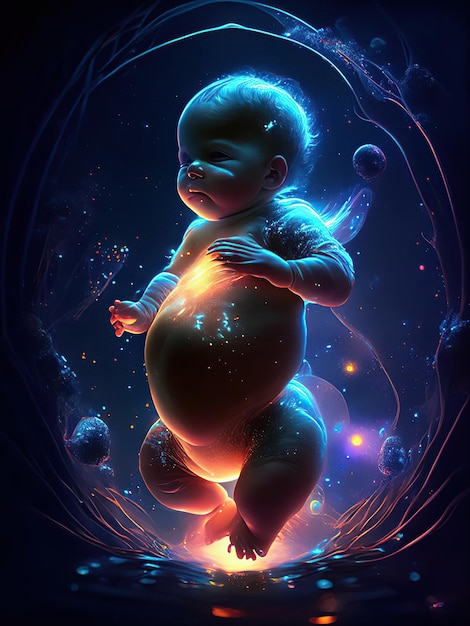 Abstracte illustratie van baby in de baarmoeder tijdens de zwangerschap voor de maand van zwangerschapsverlies