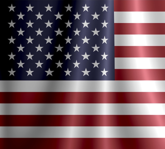 Abstracte illustratie van de vlag van de Verenigde Staten van Noord-Amerika op golvende glanzende stof met re