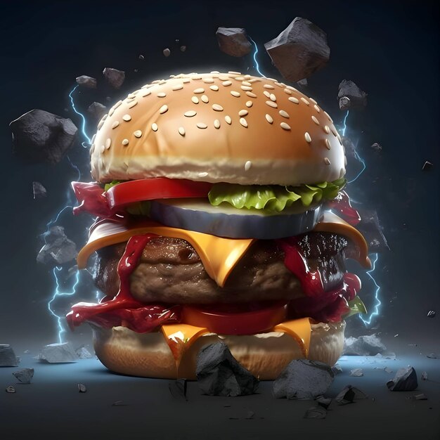 Abstracte illustratie van een hamburger op een vaste achtergrond