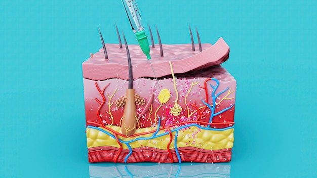 Abstracte illustratie van een subcutane injectie